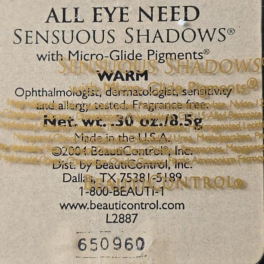 Beauticontrol All Eye Need Sensuous Shadows WARM New Unopened Y2K Make-up NOS‎